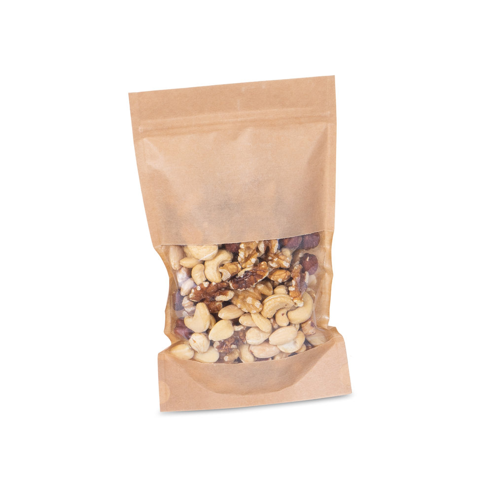 434 - Kraft-paper-bag-with-window-zip-closure-in-brown-130x70x225mm