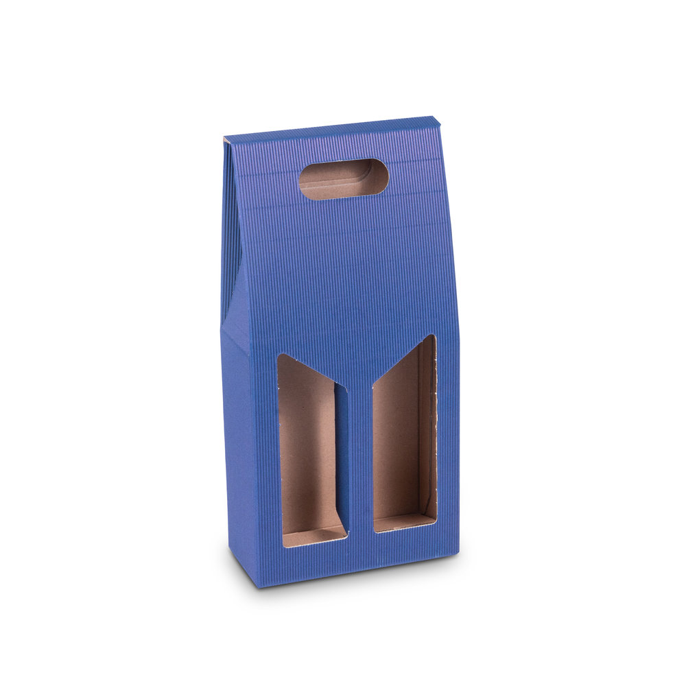 692 - Gift-box-Onda-Blu-with-open-corrugation-for-2x-0.75l-bottle-with-bottle-he
