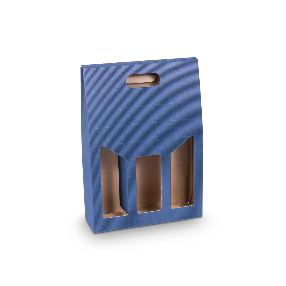 693 - Gift-box-Onda-Blu-with-open-corrugation-for-3x-0.75l-bottle-with-bottle-he