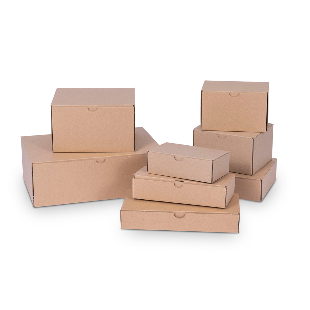 Hinged lid box 1flute brown 213x151x60mm Model Online Shop