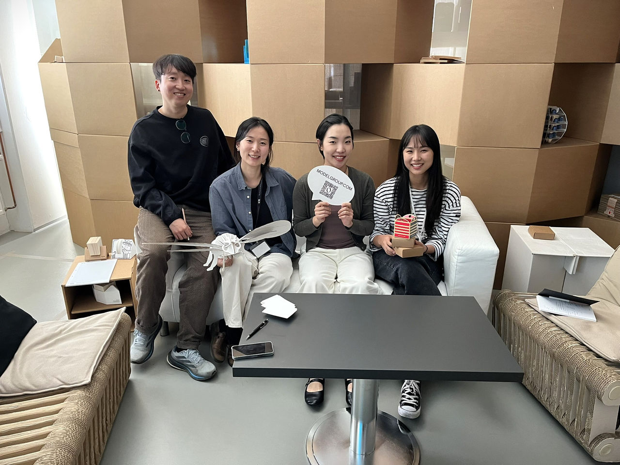 The whole team on their internship at Model Opava, from left: Se Hyeon, Namju, Hyeonjeong, and Kyoungjin.